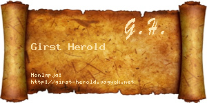 Girst Herold névjegykártya